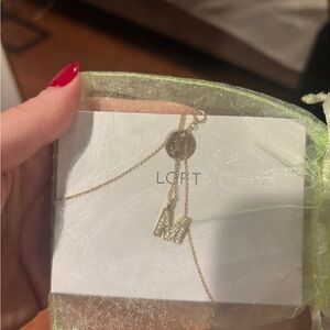 LOFT Gold 'M' Charm Necklace